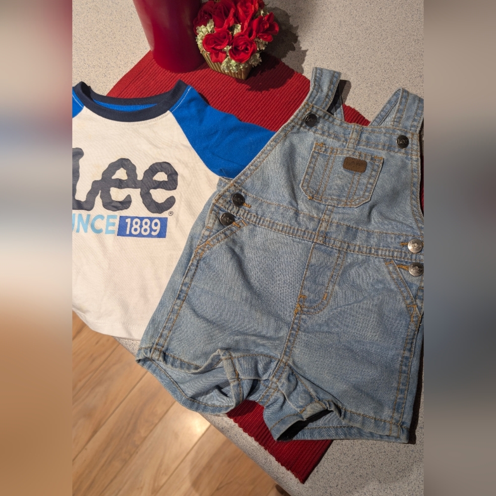 Lee Baby Boy Denim Overalls & Raglan Tee Set - 6-9 Months